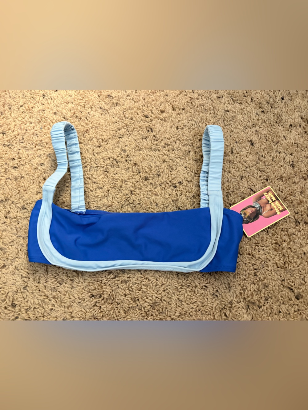 Strawberry Milk Mob Two-Tone Blue Swim top
